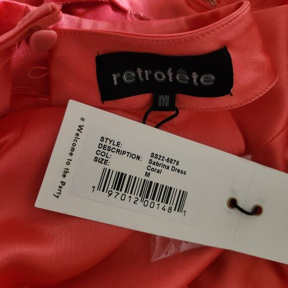 Retrofete Sabrina Dress Coral Size Medium Halter Open Back NWT Maxi Sleeveless - Picture 12 of 14